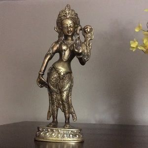 11” White Tara Brass Statue
